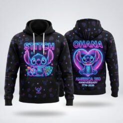 Neon Ohana Stitch Hoodie - America 250 Limited Edition