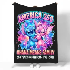 Cozy Plush Fleece Blanket Lilo & Stitch x America 250